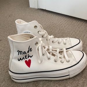 Limited Edition white Converse Platform Hightop with stitching